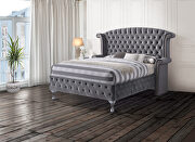 Gray velvet king bed main photo