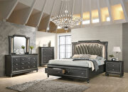 Pu & metallic gray finish queen bed w/storage main photo