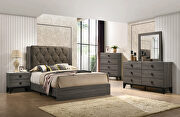 Fabric & rustic gray oak queen bed