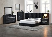 Fully padded in a luxurious black crushed fabric queen bed main photo