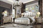 Dresden II (Pearl) Pearl white pu & gold patina finish king bed