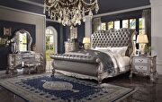 Vintage bone white & pu leather royal style queen bed