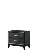 Weathered black finish shimmering silver trim accent nightstand