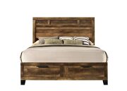 Morales K Rustic oak finish wood king bed w/ storage footboard
