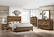 Clean lines and a rustic brown finish queen bed main photo