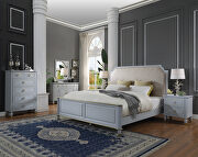 House Marchese II Two tone beige fabric & pearl gray finish queen bed