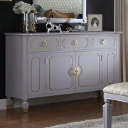 Pearl gray finish ornamental stitching dresser
