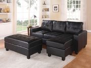 Lyssa (Black) Reversible small black bonded leather match sectional