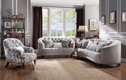 Curved arms light gray fabric living room sofa