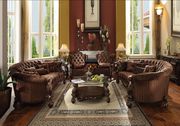 Cherry oak/brown velvet oversized classic sofa main photo
