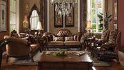 Dresden (Cherry Oak) Cherry oak velvet golden brown finish classic sofa