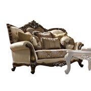 Tan patterned fabric classic loveseat