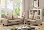Platinum II (Beige) Beige linen affordable sofa + loveseat set