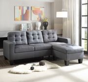 Earsom II Gray linen reversible sectional sofa + ottoman set