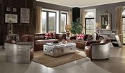 Brown top grain aluminum sofa set