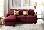 Red linen reversible sectional in casual style main photo
