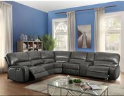 Saul (Gray) Gray leather aire power recliner sectional