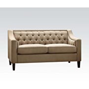 Beige fabric button tufted back loveseat main photo