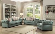 Teal polished velvet oversized living room sofa main photo