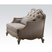 Antique taupe finish / beige fabric classic chair