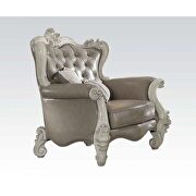 Silver pu w/ antique platinum classic style chair
