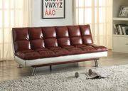 Dark red pu leather sofa bed main photo