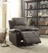 Bina (Gray) Polished micriofiber recliner chair in charcoal