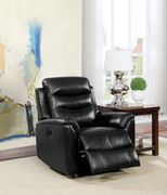Ava (Black) Top grain black leather power motion recliner