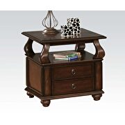 Walnut finish traditional end table w/ drawers