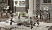 Versailles Antique platinum finish coffee table w/ glass top
