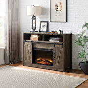 Rustic oak finish rectangular fireplace main photo