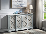 Light teal finish pattern & linen doors front console table main photo