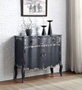 Antique gray finish arched bottom design door console table main photo