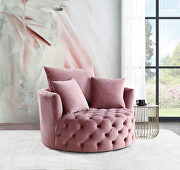 Zunyas (Pink) Pink velvet button tufted barrel chair