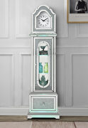 Noralie IX Mirrored & faux diamonds standing flat wall grandfather clock w/ led