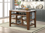 Marble top & rustic brown finish base kitchen island