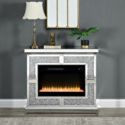 Noralie N III Beveled mirrored frame/ faux diamonds inlay electric fireplace with led