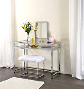 Coleen (Chrome) Tempered glass table top amd chrome finish metal frame vanity desk