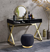 Coleen (Black) Black & gold finish rectangular vanity desk