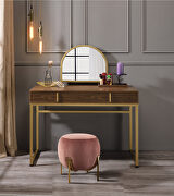 Walnut and gold finish frame vanity desk main photo