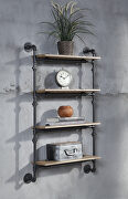 Oak & sandy black finish water pipe style wall shelf main photo