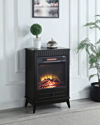 Black finish electric fireplace w/ led main photo