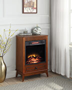 Walnut finish electric fireplace w/ led main photo