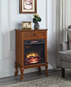 Walnut finish led electric fireplace main photo