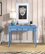 Blue finish wooden frame with ornate carvings console table main photo