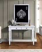 White finish wooden frame with ornate carvings console table main photo
