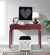 Red finish gently curving details console table main photo