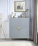 Gaines (Gray) Gray high gloss finish wave pattern design cabinet