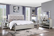 Pu & champagne finish button-tufted headboard queen bed main photo
