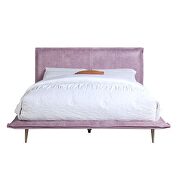 Pink top grain leather padded headboard king bed main photo